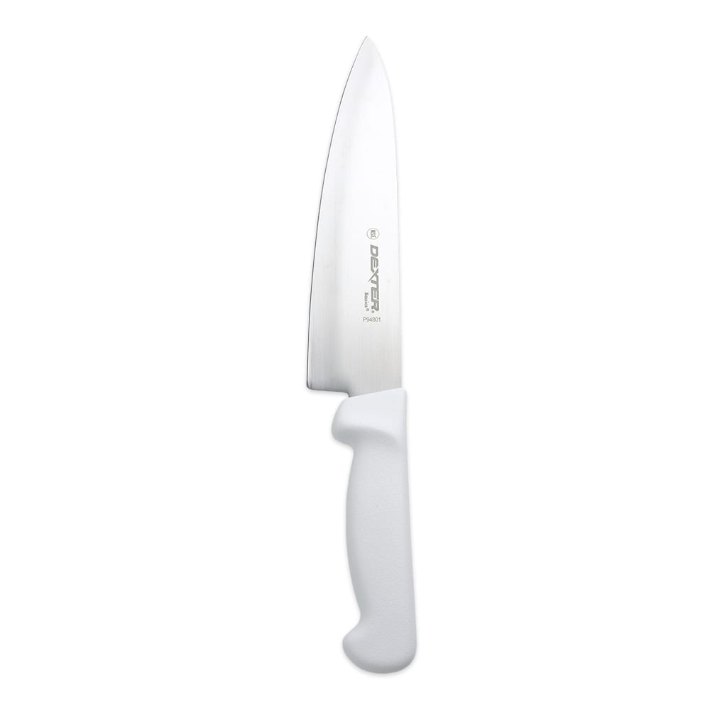Dexter Russell P94801 8" Chef's Knife w/ Polypropylene White Handle, Carbon Steel