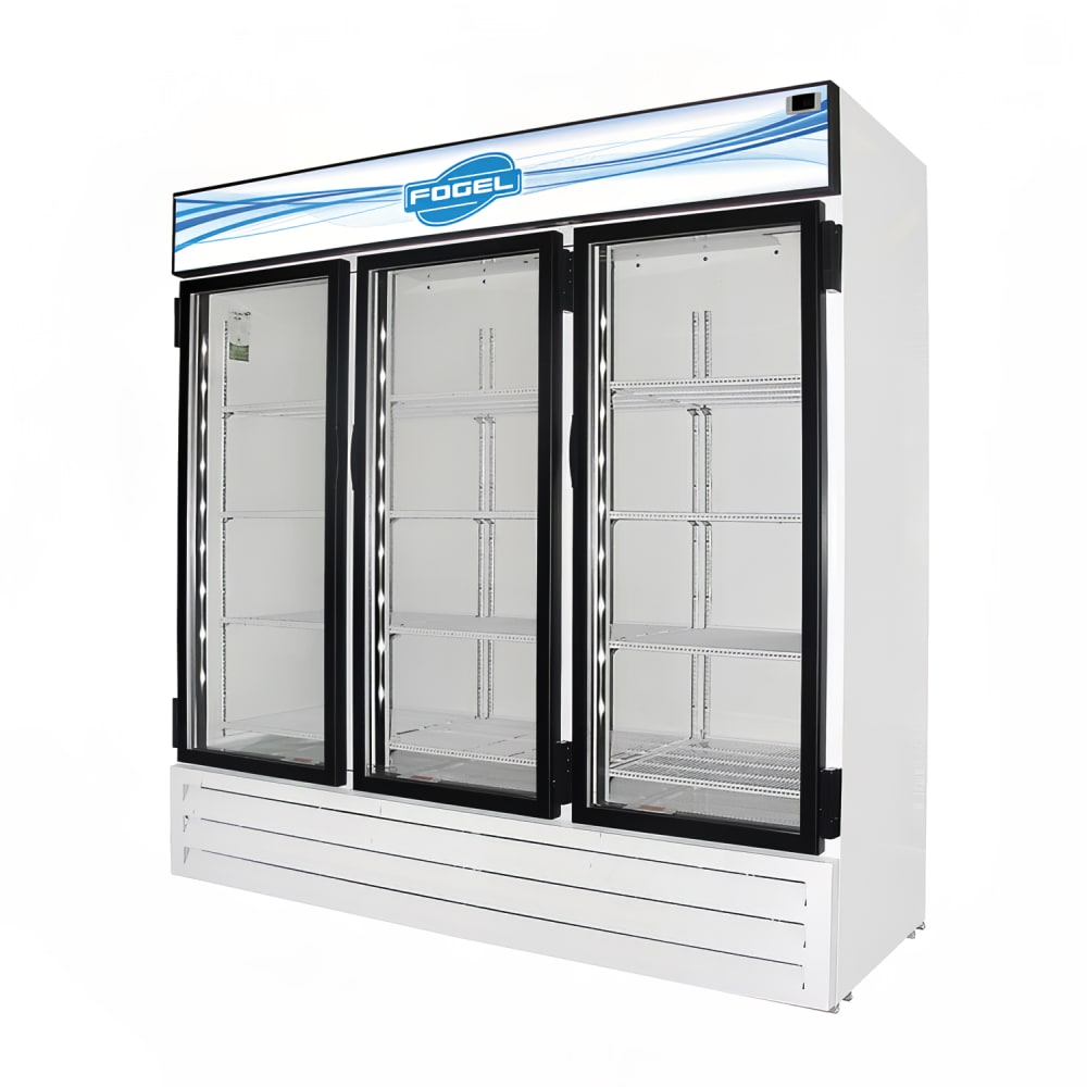 Fogel CR-65-HC-US 78" Two Section Glass Door Merchandiser - (3) Left/Right Hinge Doors, White, 115v