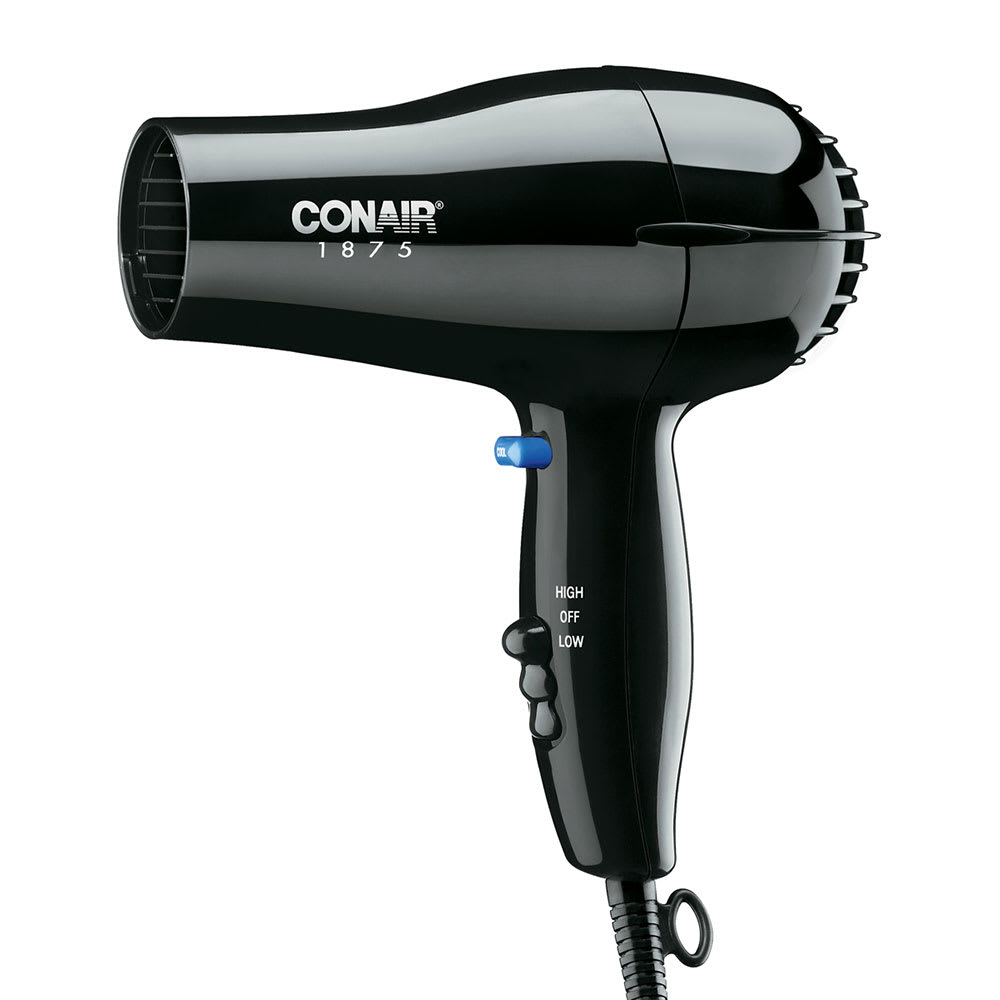 Conair Hospitality Compact Hair Dryer w/ Cool Shot Button - (2) Heat/Speed Settings, Black (247BW)
