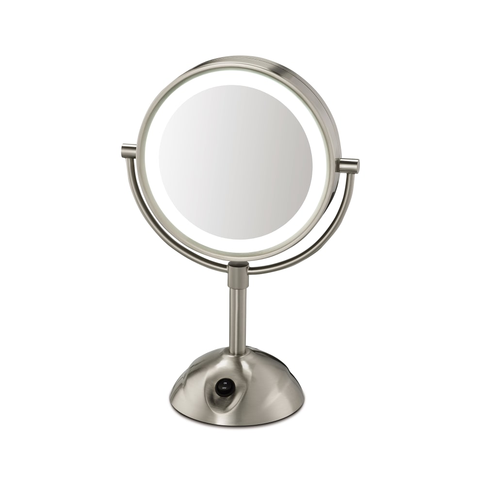 Conair Hospitality Tabletop LED Lighted Vanity Mirror - 8 1/2"D x 15 3/4"H, Satin Nickel, 120v (BE119WH)