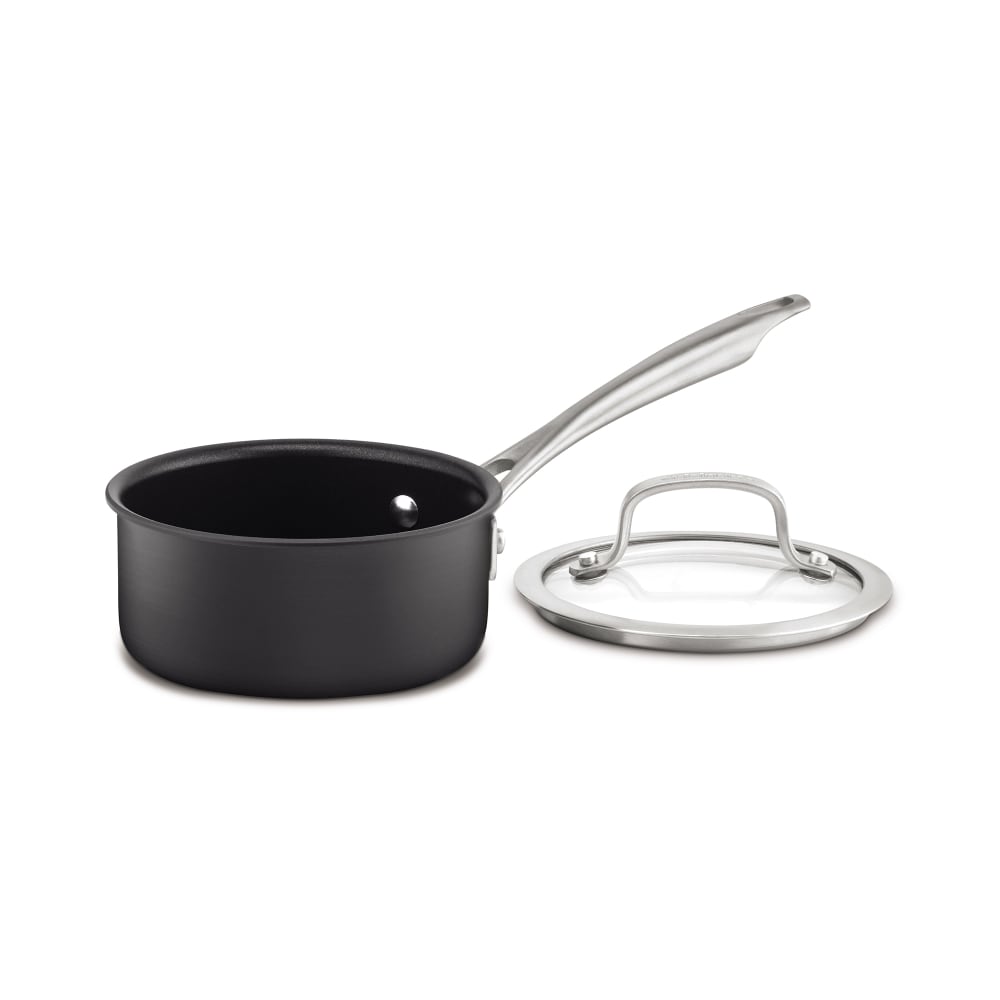Cuisinart DSA19-14WH 1 qt Anodized Aluminum Saucepan w/ Glass Cover, Black