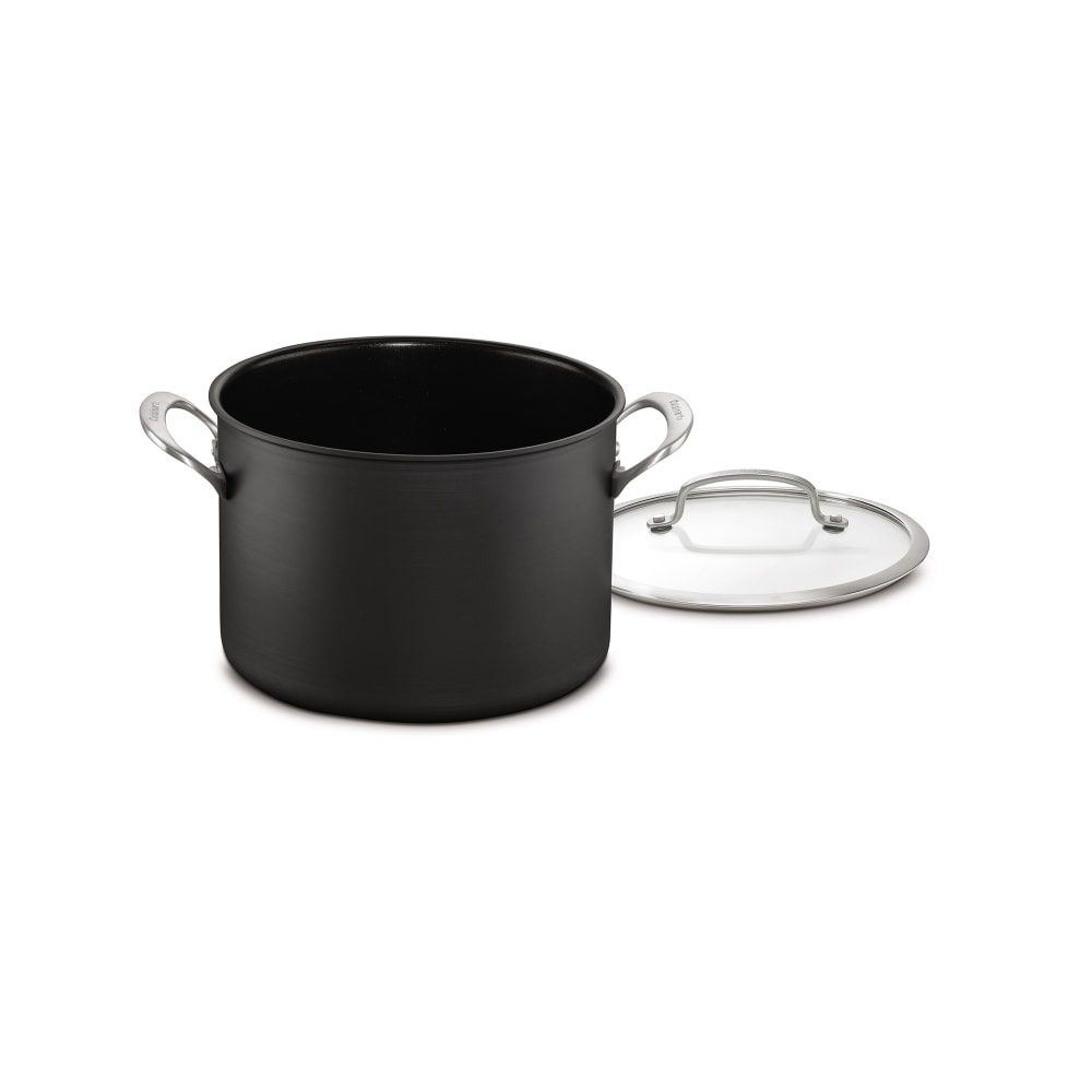 Cuisinart DSA66-22WH 6 qt Anodized Aluminum Stock Pot w/ Glass Cover, Black