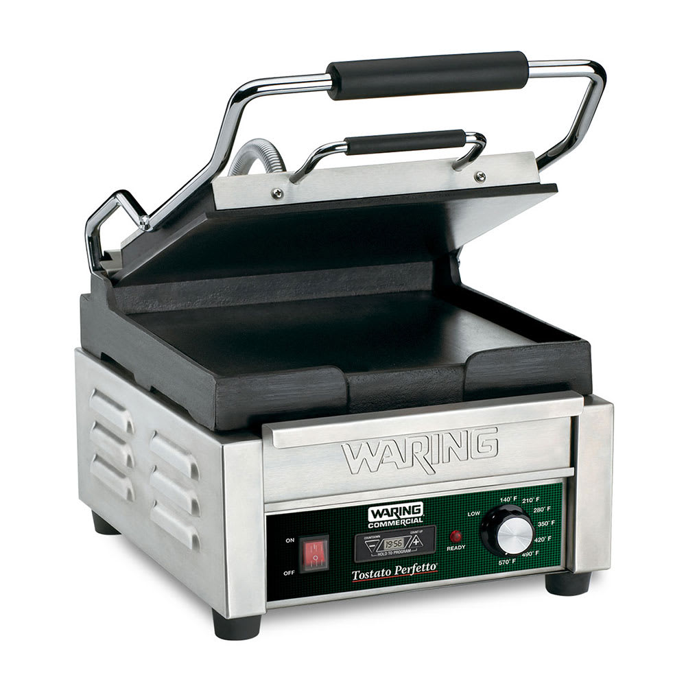 Waring WFG150T Single Commercial Panini Press w/ Cast Iron Smooth Plates, 120v