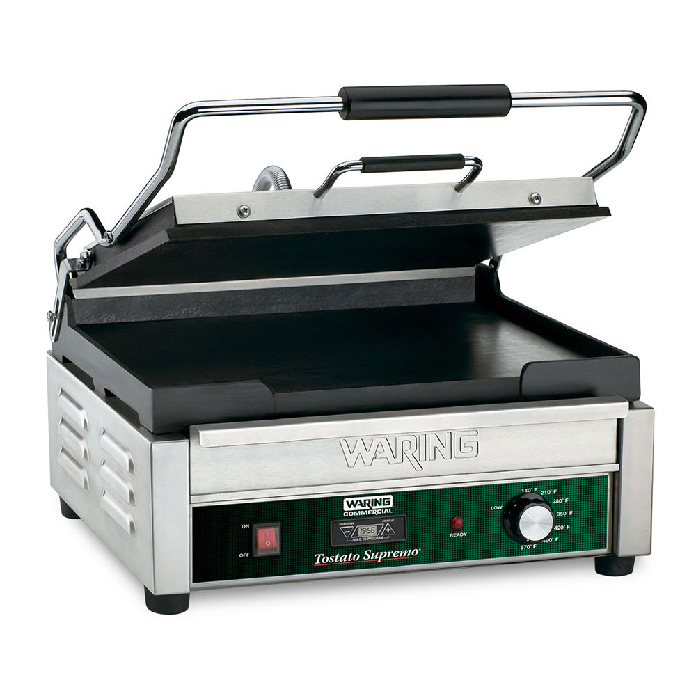 Waring WFG250T Single Commercial Panini Press w/ Cast Iron Smooth Plates, 120v