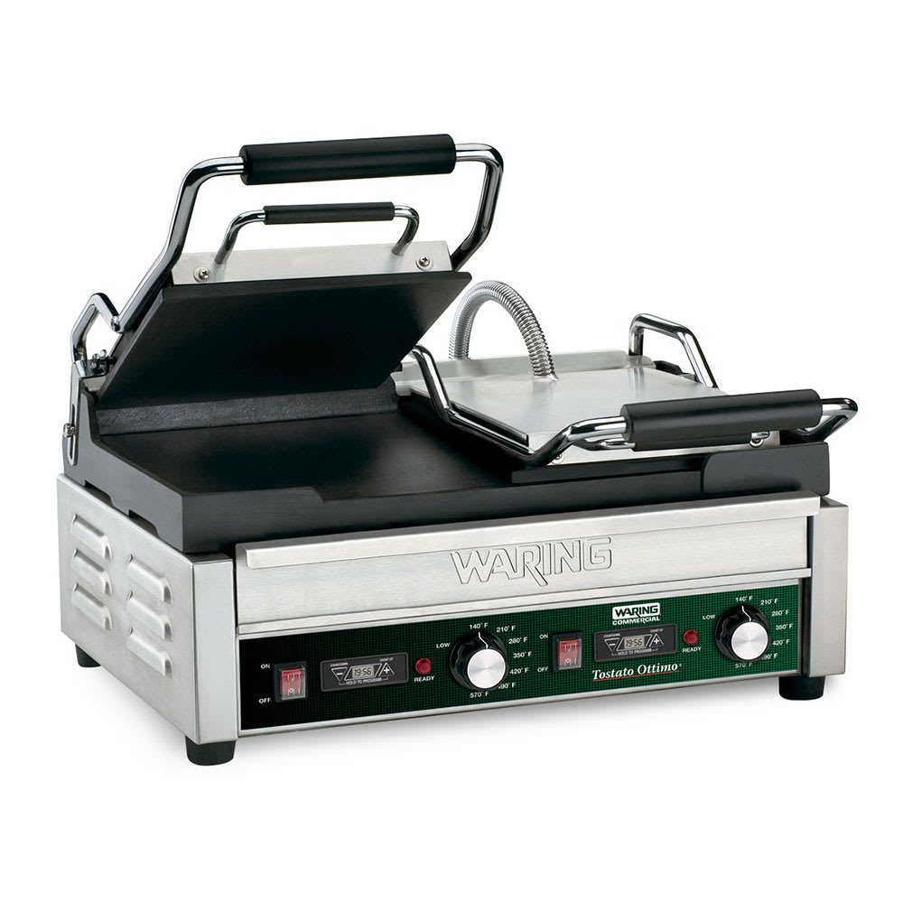 Waring WFG300T Double Commercial Panini Press w/ Cast Iron Smooth Plates, 240v/1ph