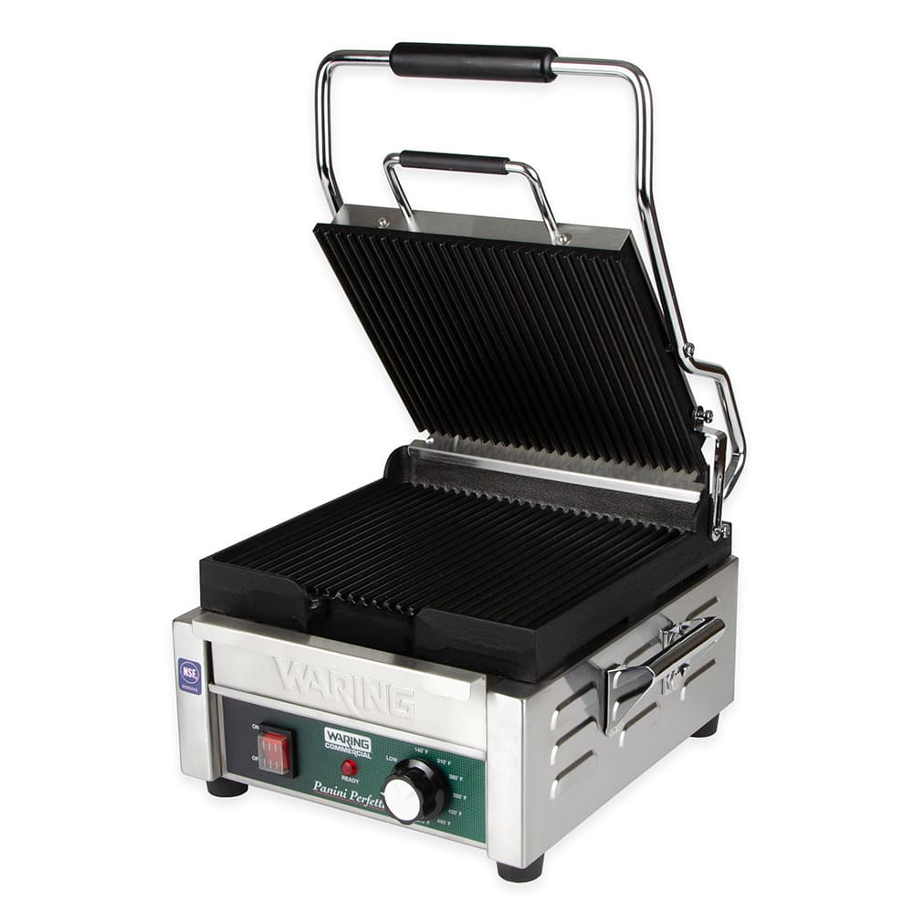 Waring WPG150 Single Commercial Panini Press w/ Cast Iron Grooved Plates, 120v