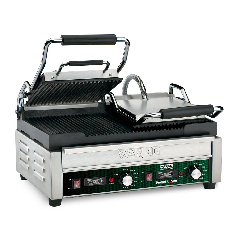 Waring WPG300T Double Commercial Panini Press w/ Cast Iron Grooved Plates, 240v/1ph