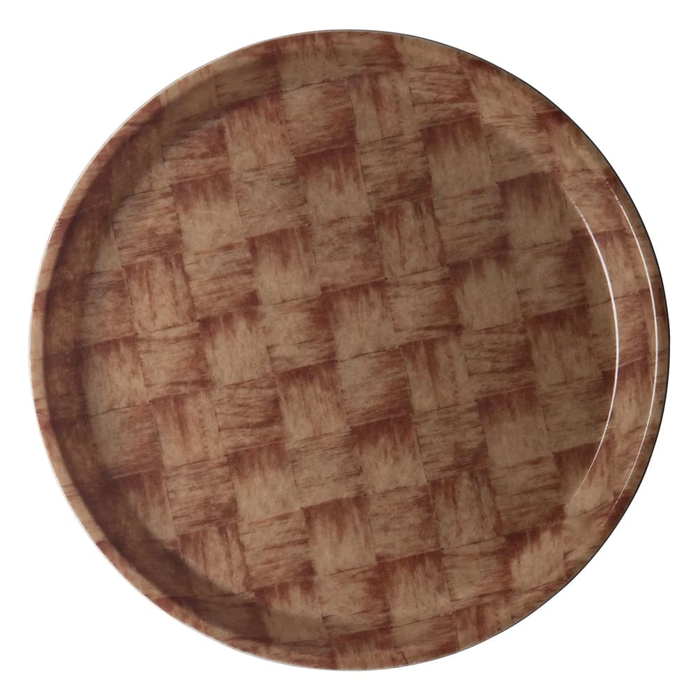 Cambro 1000301 10" Round Serving Camtray - Fiberglass, Dark Basket Weave