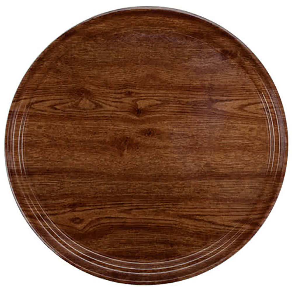 Cambro 1000304 10" Round Serving Camtray - Fiberglass, Country Oak