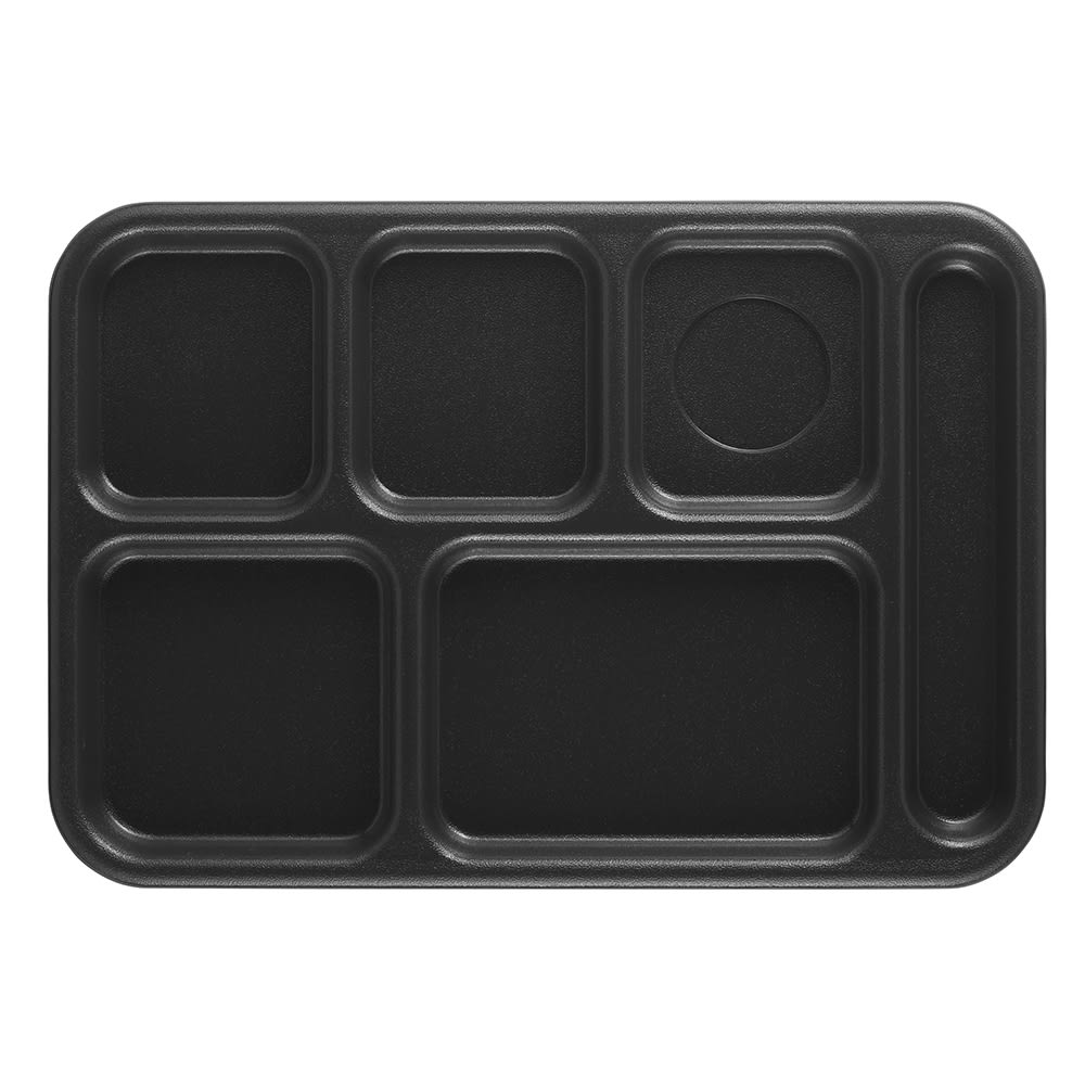 Cambro 10146CW110 Plastic Rectangular Tray w/ (6) Compartments, 10" x 14 1/2", Black