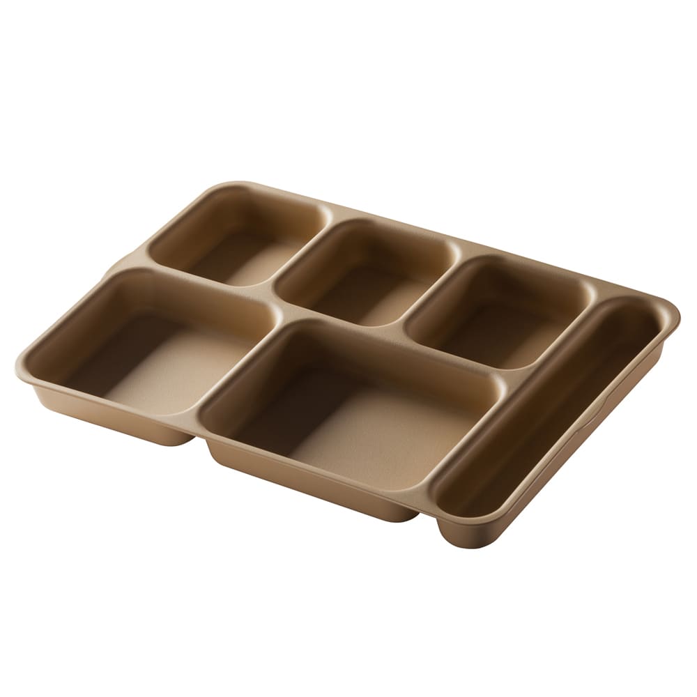 Cambro 10146DCP161 Plastic Rectangular Tray w/ (6) Compartments, 9 15/16" x 13 15/16", Tan