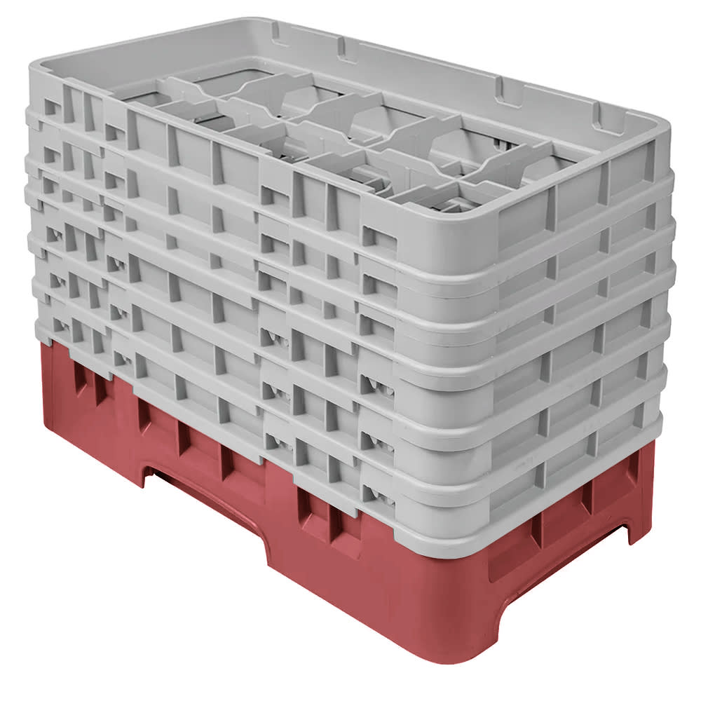 Cambro 10HS1114416 Camrack Glass Rack - (6)Extenders, 10 Compartments, Cranberry