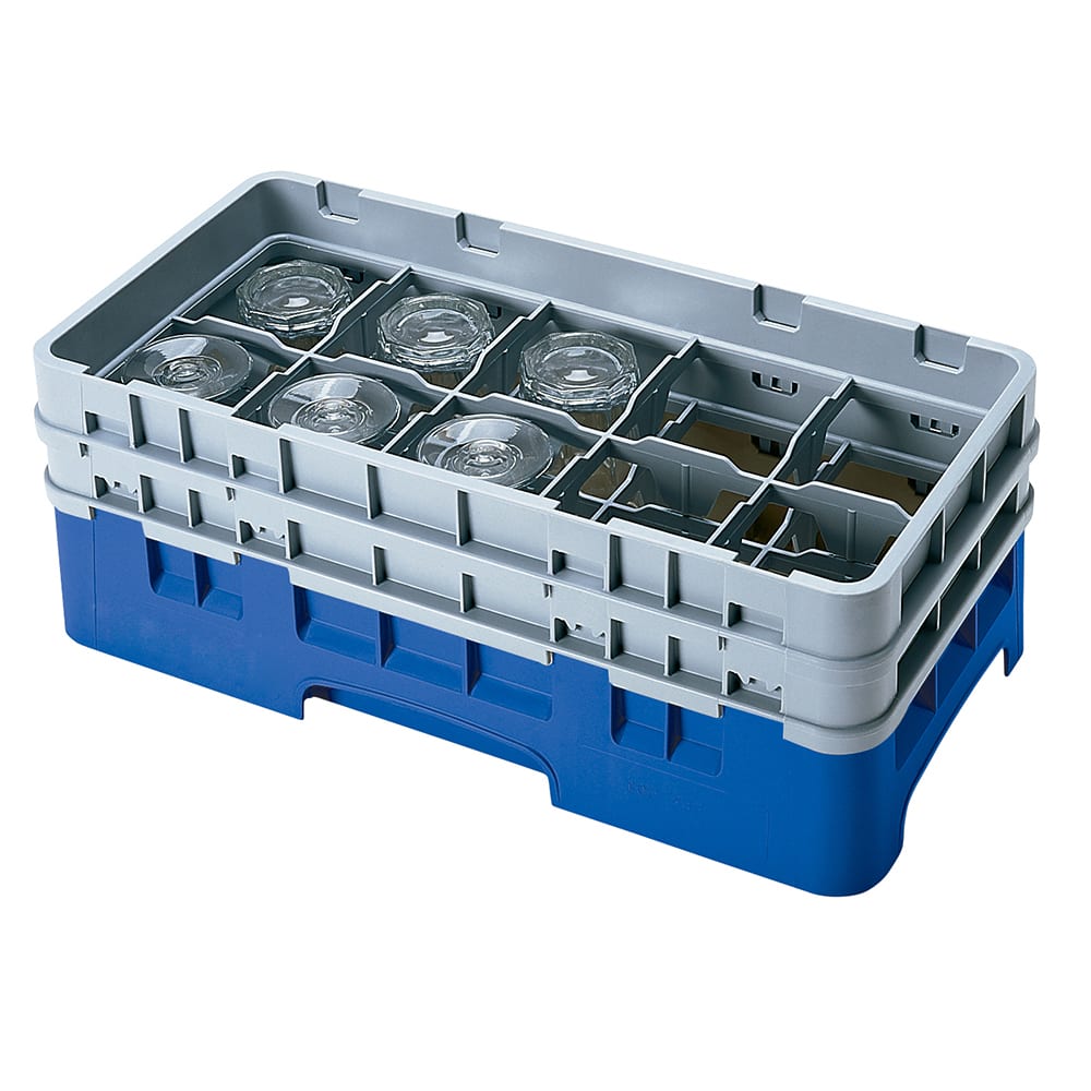 Cambro 10HS434186 Camrack Glass Rack - (2)Extenders, 10 Compartments, Navy Blue