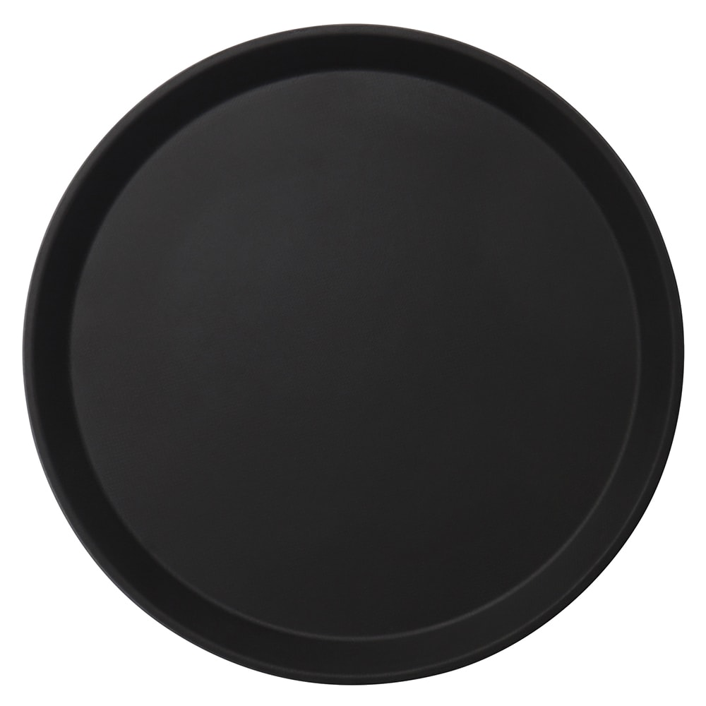 Cambro 1100CT110 11" Camtread Round Serving Tray -  Fiberglass, Black Satin