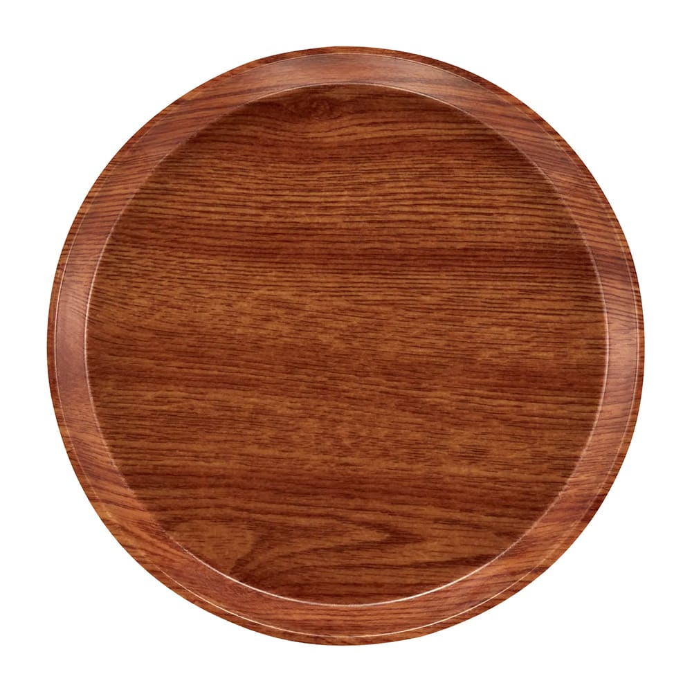 Cambro 1200309 12" Round Serving Camtray - Fiberglass, Java Teak