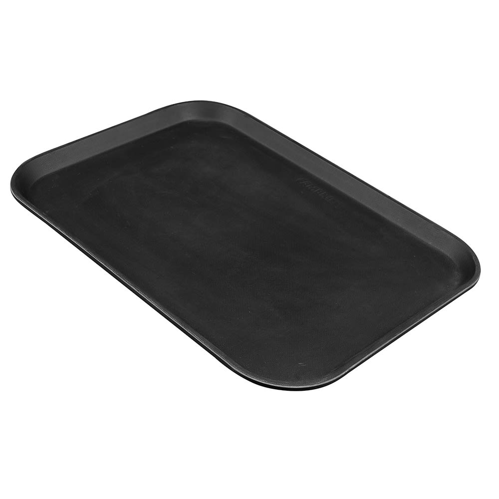Cambro 1216CT110 Rectangular Camtread Serving Tray - 12x16 5/8", Fiberglass, Black