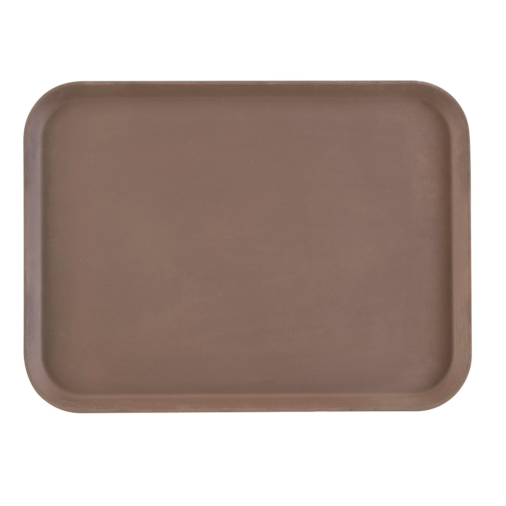 Cambro 1216CT138 Rectangular Camtread Serving Tray - 12x16 5/8", Fiberglass, Tavern Tan