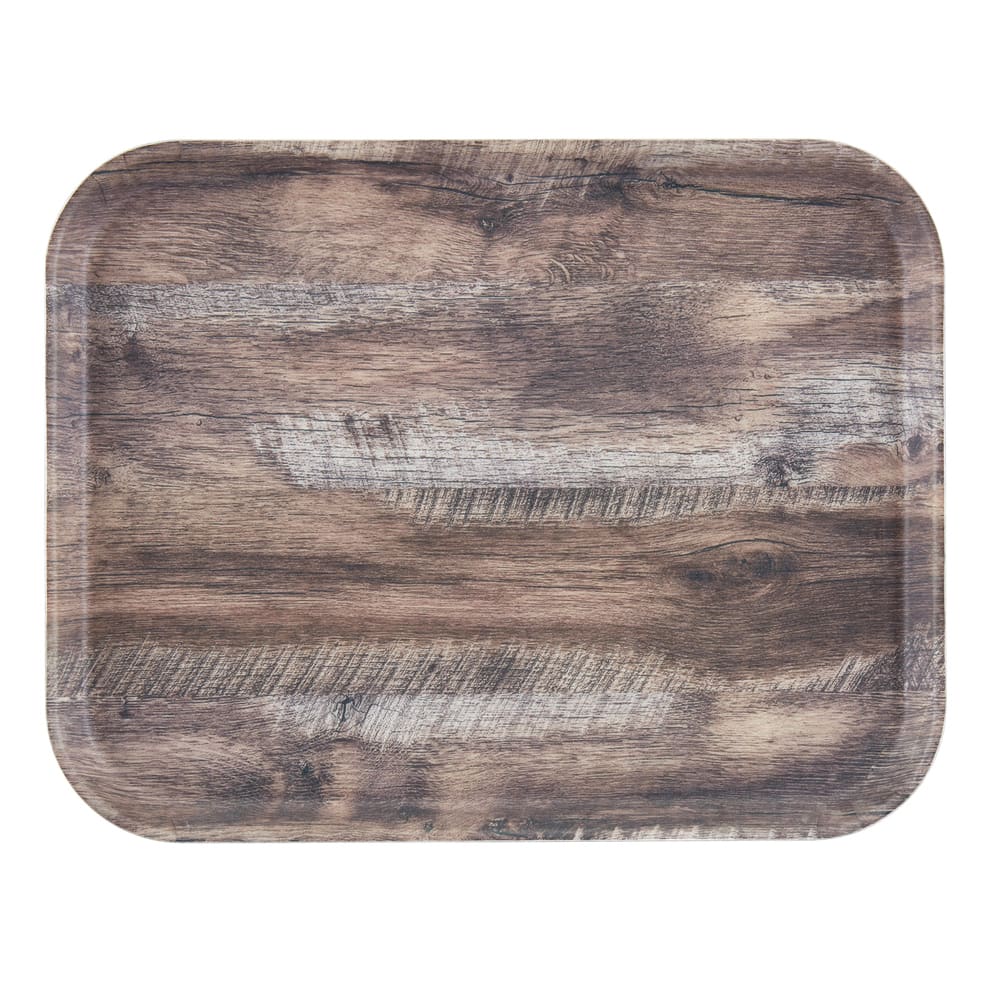 Cambro 1216DCET825 Rectangular Camtray - 16" x 12", Fiberglass, Dark Oak