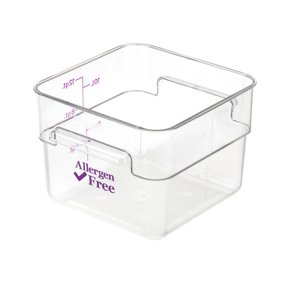 Cambro 12SFSCW441 12 qt Square Food Storage Container - CamSquare®, Allergen-Free, Polycarbonate, Clear