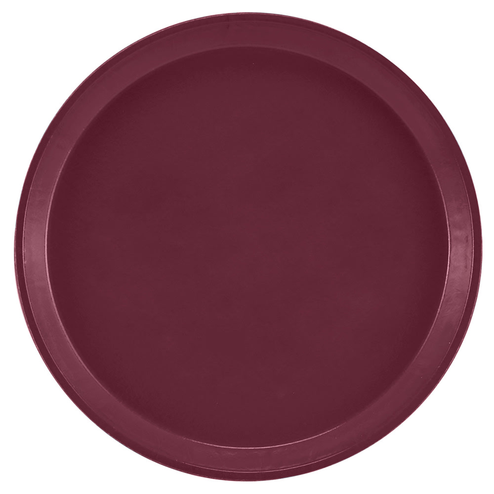 Cambro 1300522 13" Round Serving Camtray - Fiberglass, Burgundy Wine
