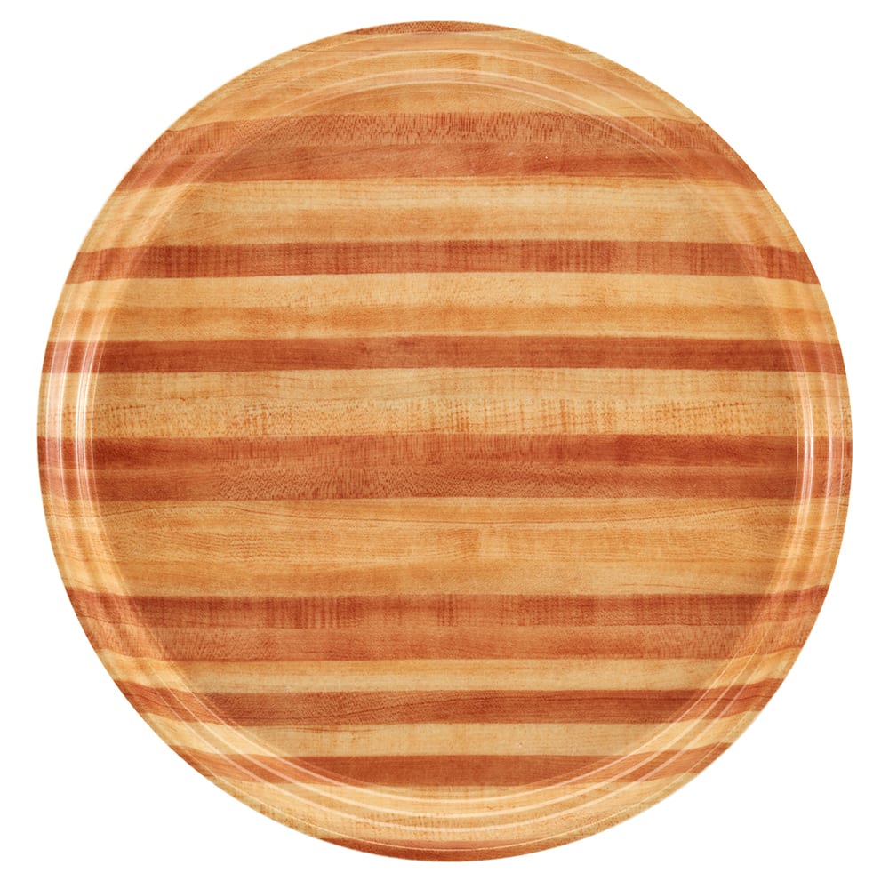 Cambro 1400303 14" Round Serving Camtray - Fiberglass, Light Butcher Block