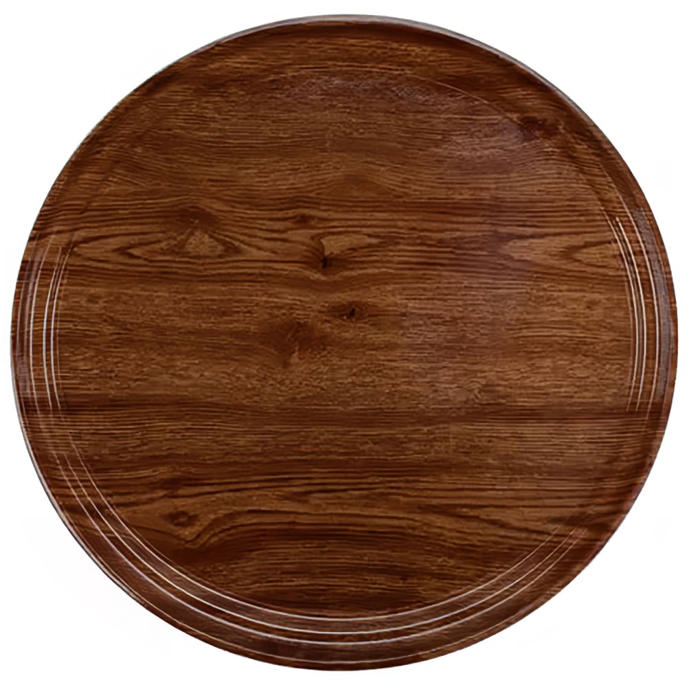 Cambro 1400304 14" Round Serving Camtray - Fiberglass, Country Oak