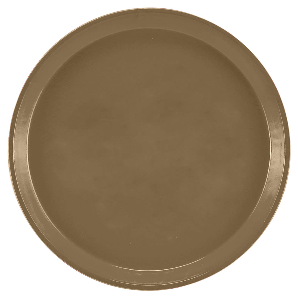 Cambro 1400513 14" Round Serving Camtray - Fiberglass, Bay Leaf Brown