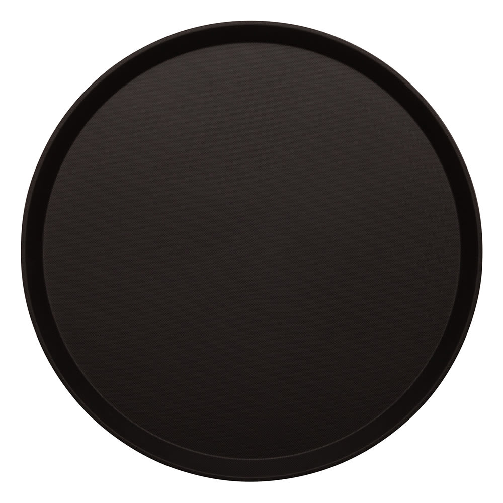 Cambro 1400CT110 14" Round Camtread Serving Tray - Fiberglass, Black Satin