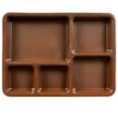 Cambro 1411CP167 Plastic Rectangular Tray w/ (5) Compartments, 14 3/8" x 10 9/16", Brown thumbnail 2