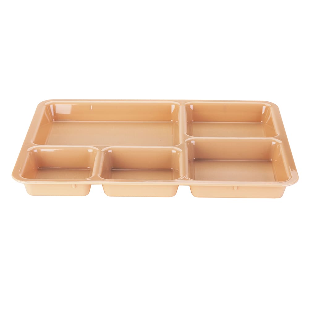 Cambro 1411CW133 Plastic Rectangular Tray w/ (5) Compartments, 14 3/8" x 10 9/16", Beige