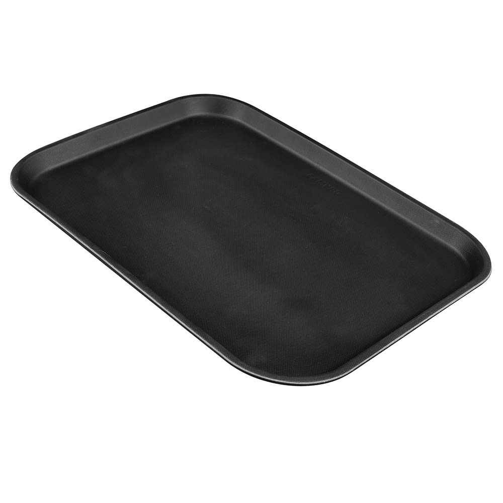 Cambro 1418CT110 Rectangular Camtread Serving Tray - 14x18", Fiberglass, Black Satin