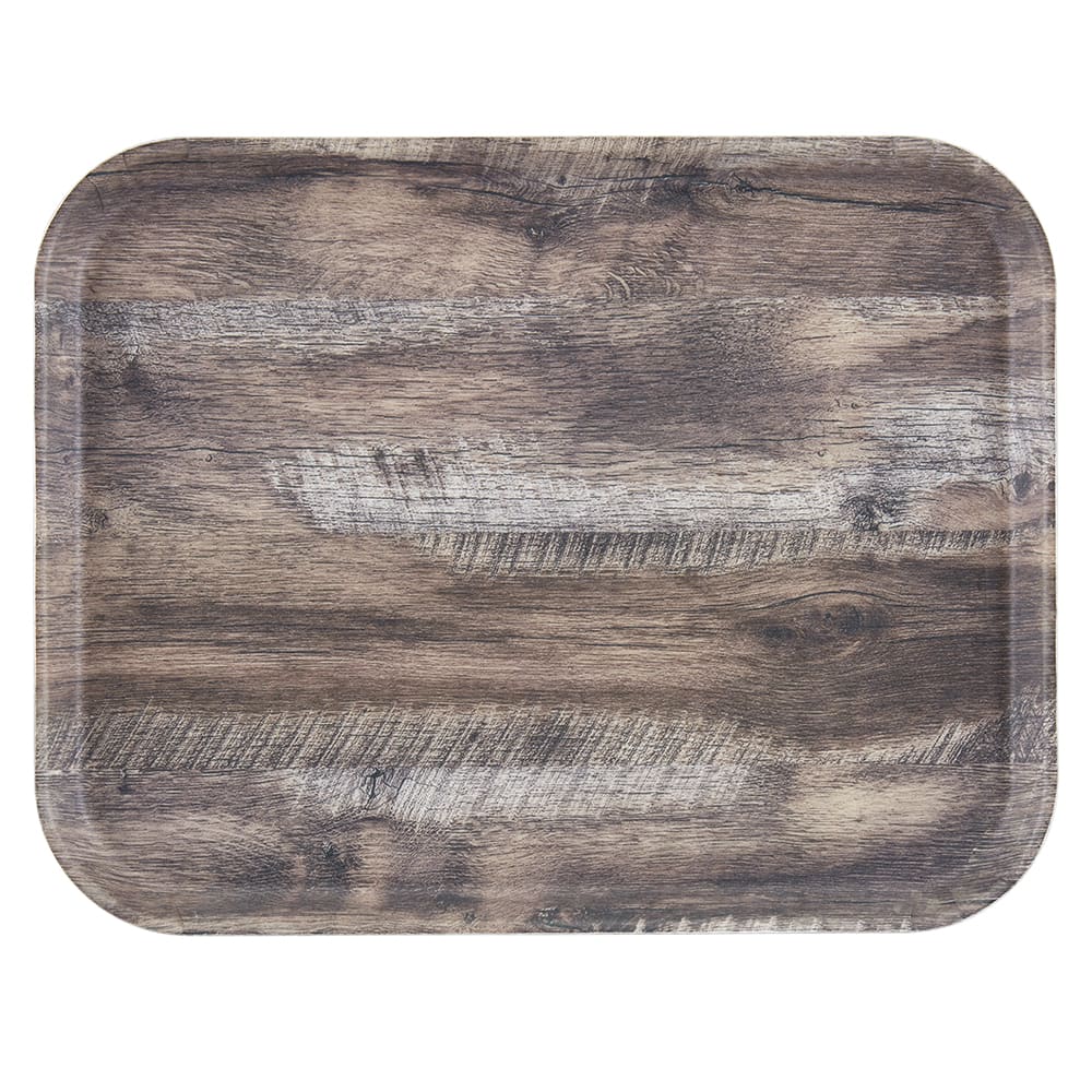 Cambro 1520DCET825 Rectangular Serving EpicTread™ Camtray - 15" x 20", Fiberglass, Dark Oak