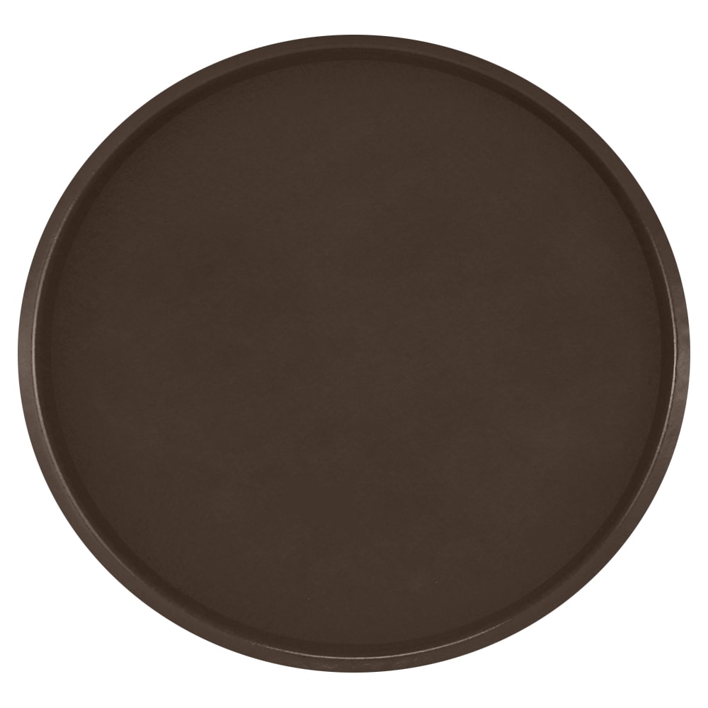 Cambro 1550116 16" Round Serving Camtray - Low-Profile, Fiberglass, Brazil Brown