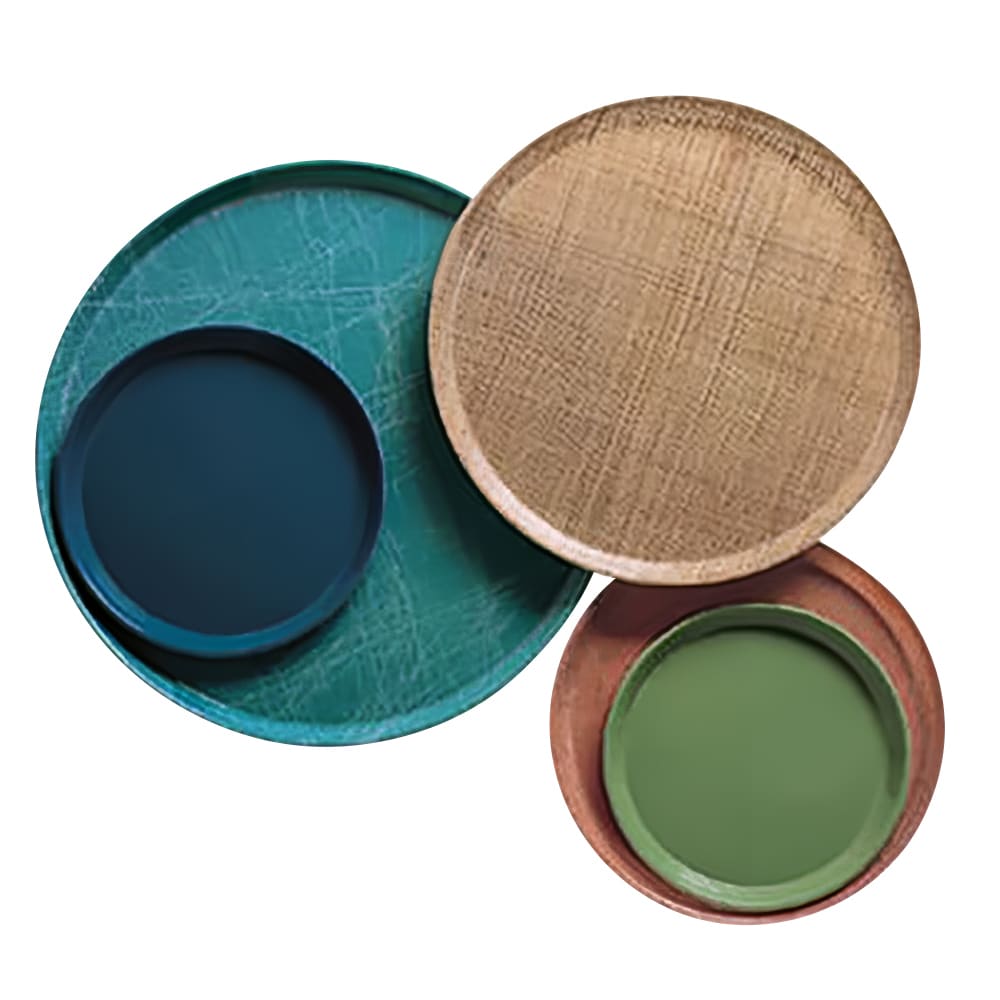 Cambro 1550307 16" Round Serving Camtray - Low-Profile, Fiberglass, Light Elm