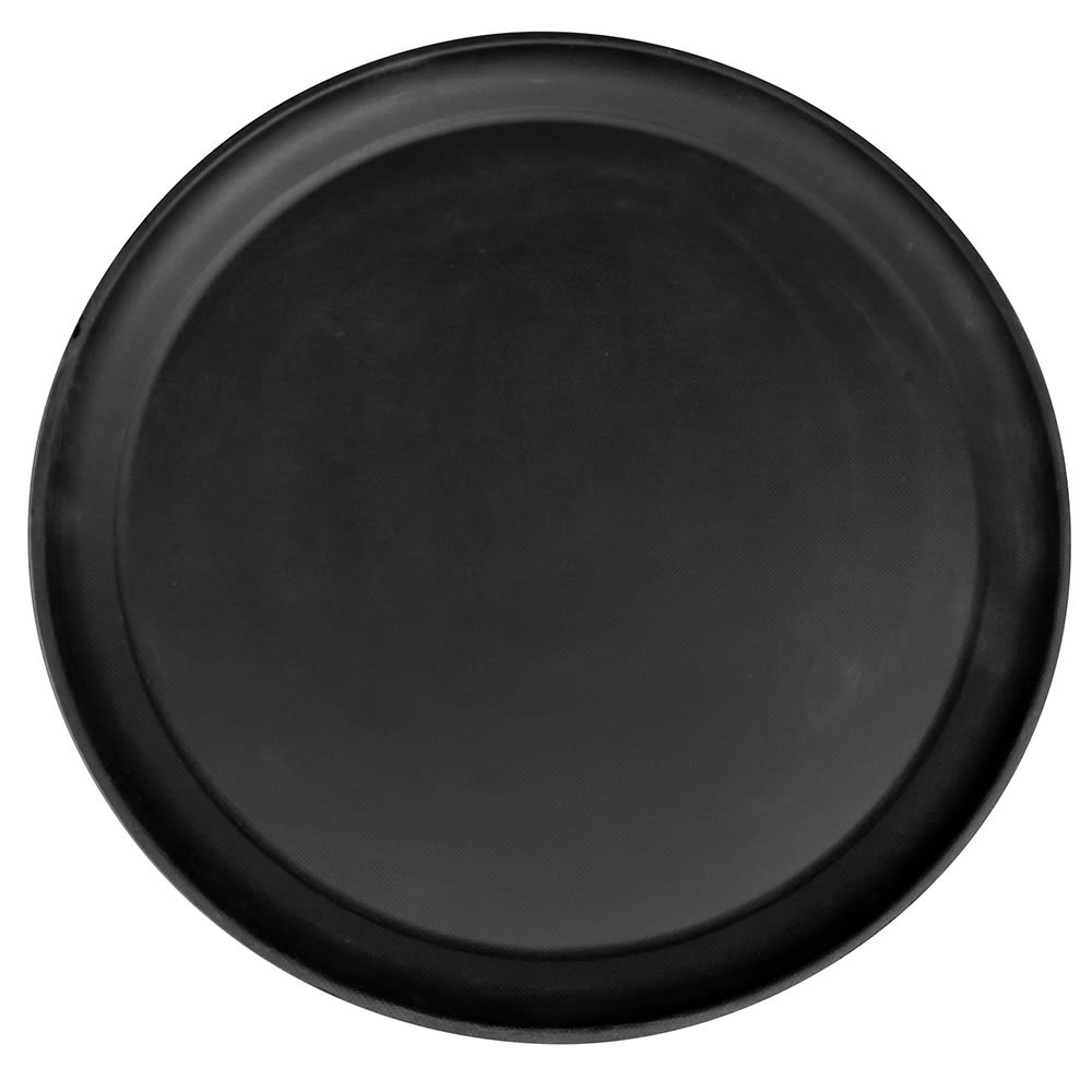 Cambro 1550CT110 16" Round Camtread Serving Tray - Low Profile, Fiberglass, Black Satin