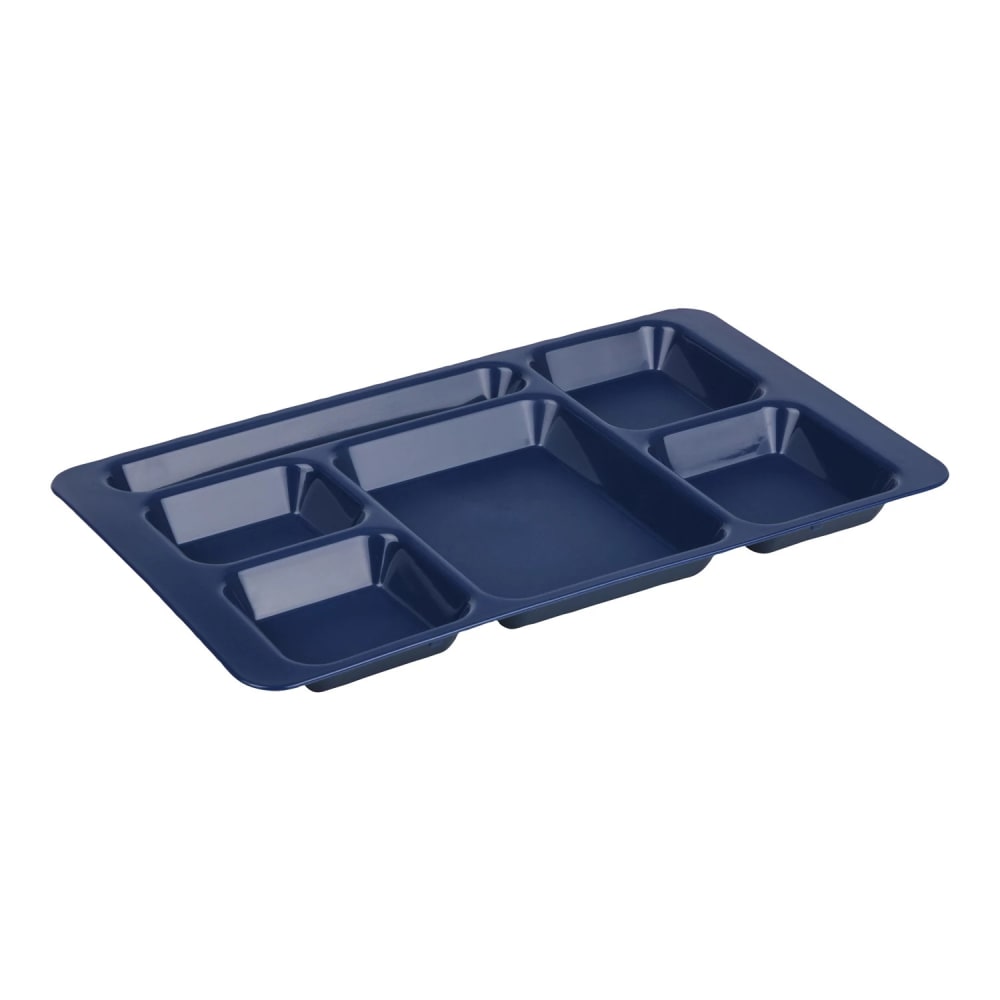 Cambro 1596CP186 Plastic Rectangular Tray w/ (6) Compartments, 9" x 15", Navy Blue