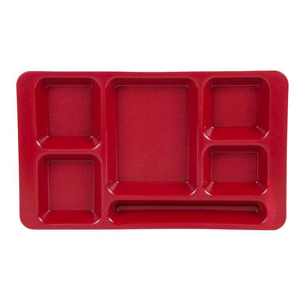 Cambro 1596CP416 Plastic Rectangular Tray w/ (6) Compartments, 9" x 15", Cranberry