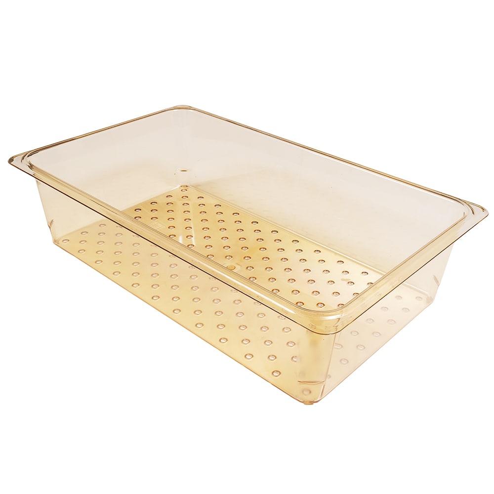 Cambro 15CLRHP150 H-Pan Colander - Full Size, 5"D, Amber