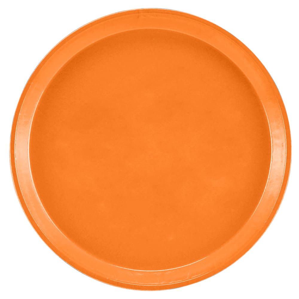 Cambro 1600222 16" Round Serving Camtray - Fiberglass, Orange Pizzazz