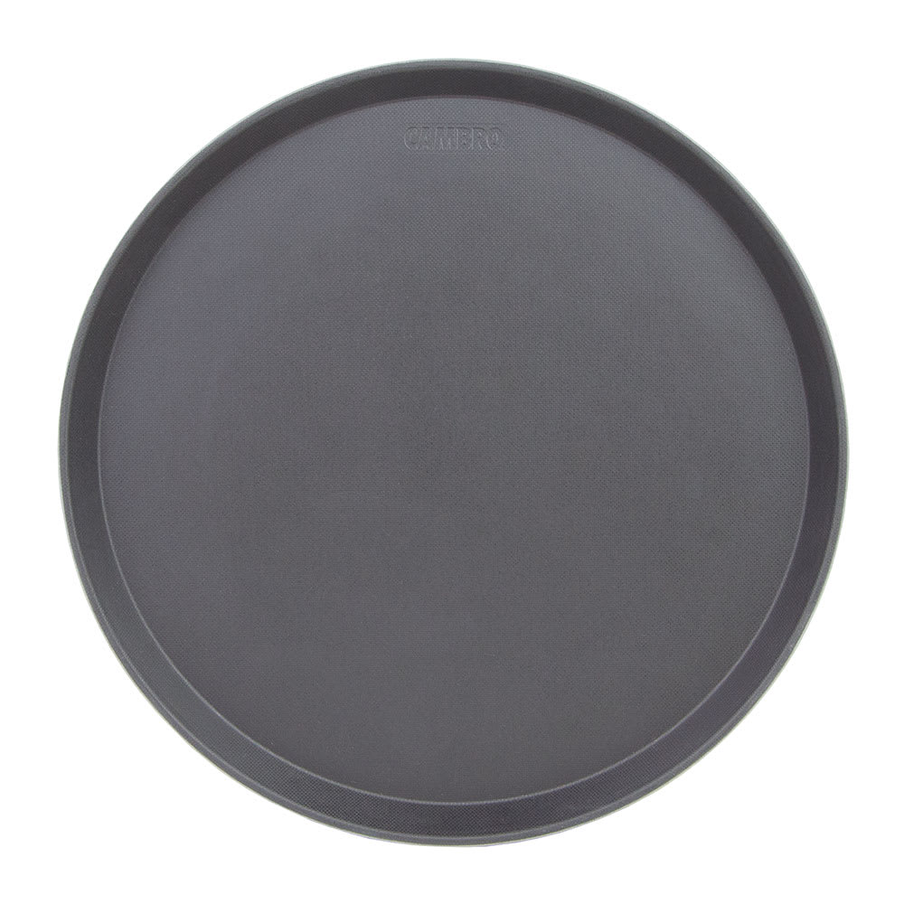 Cambro 1600CT110 16" Round Camtread Serving Tray - Fiberglass, Black Satin