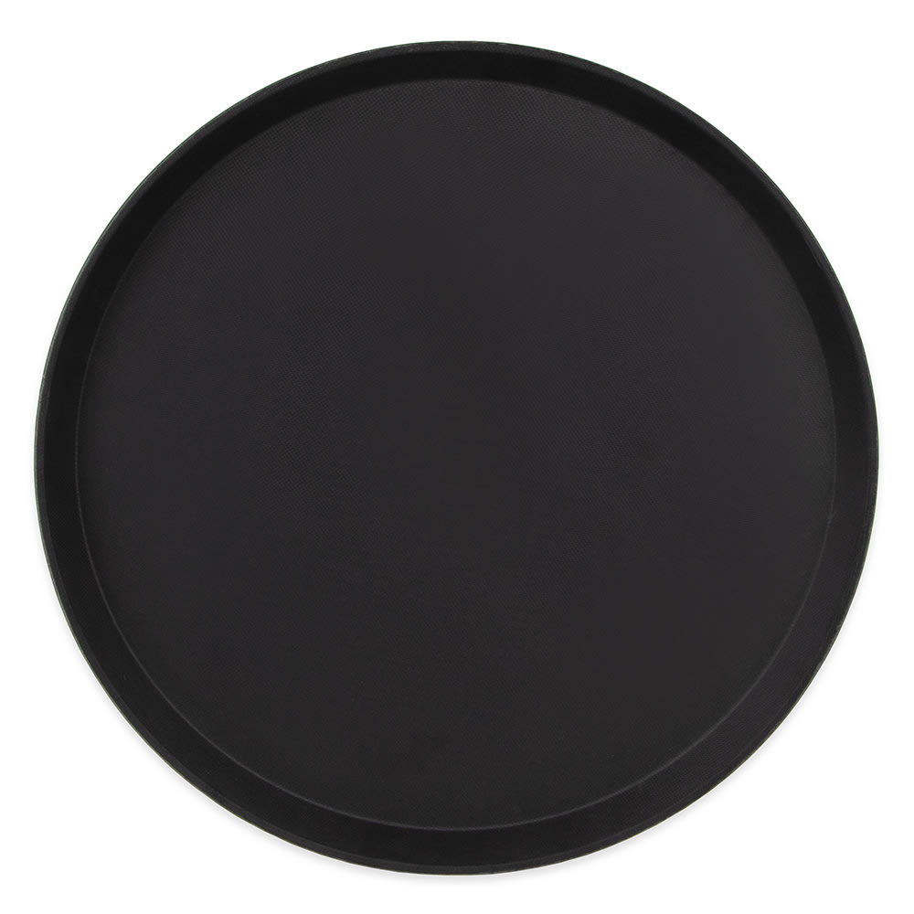 Cambro 1600TL110 15 47/50" Round Treadlite Tray, NonSkid, Fiberglass, Black