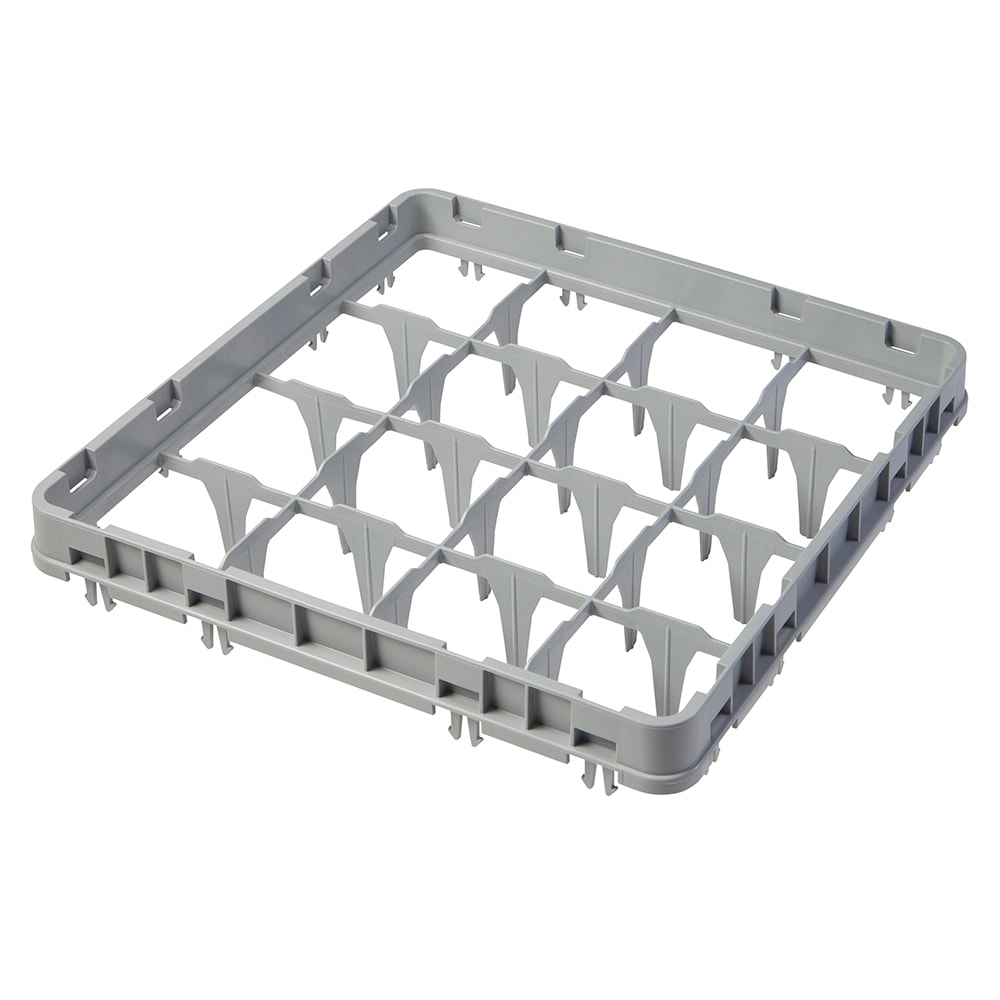 Cambro 16E1151 Full Size Glass Rack Extender w/ (16) Compartments - Full Drop, Soft Gray