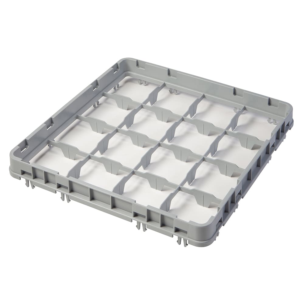 Cambro 16E2151 Full Size Glass Rack Extender w/ (16) Compartments - Half Drop, Soft Gray