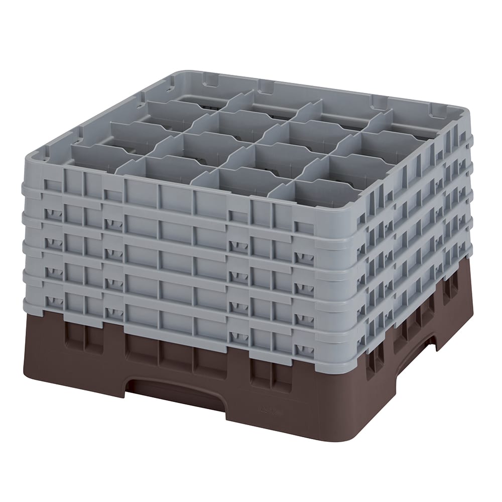 Cambro 16S1058167 Camrack® Glass Rack w/ (16) Compartments - (5) Gray Extenders, Brown