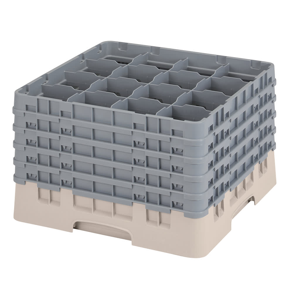 Cambro 16S1058184 Camrack® Glass Rack w/ (16) Compartments - (5) Gray Extenders, Beige