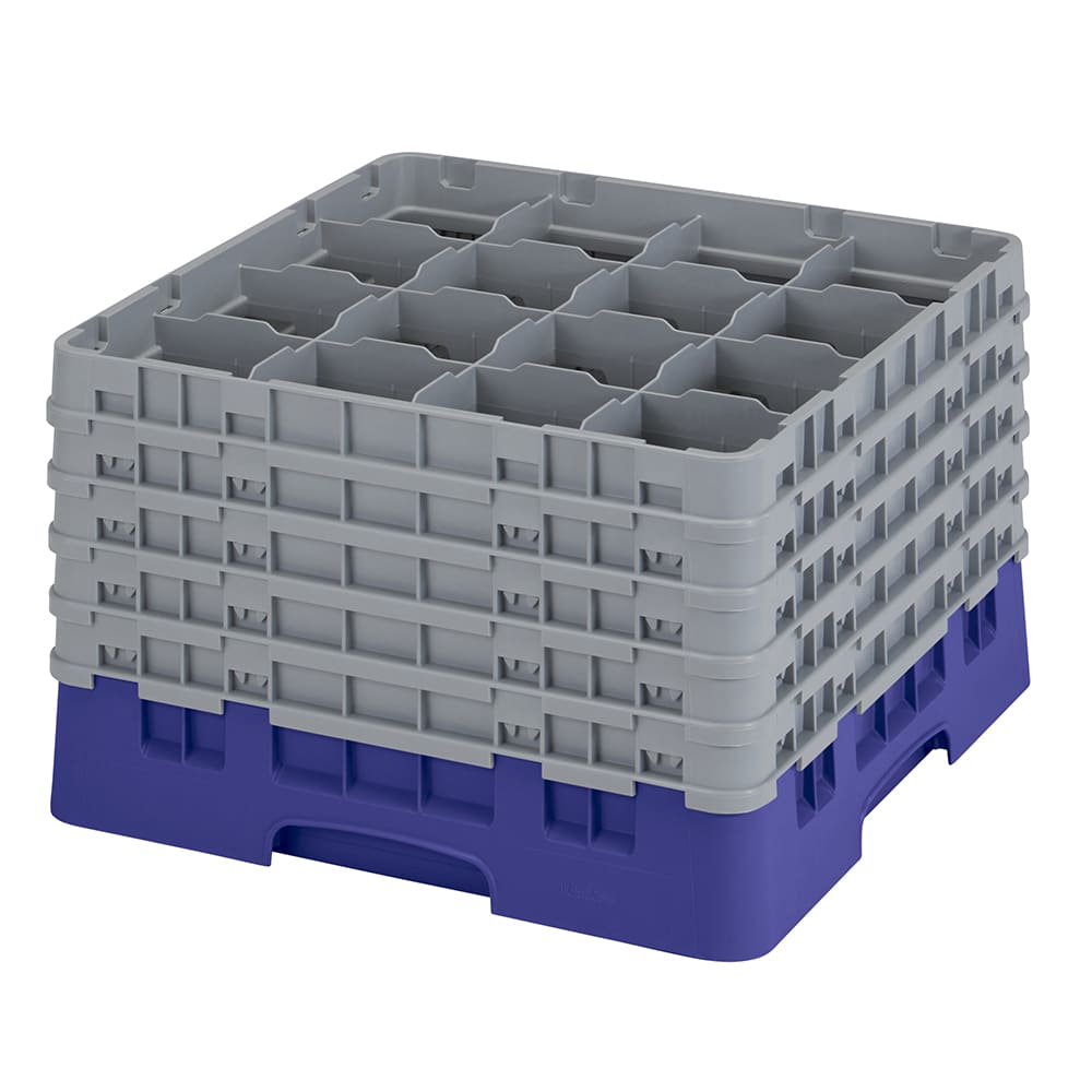 Cambro 16S1058186 Camrack® Glass Rack w/ (16) Compartments - (5) Gray Extenders, Navy Blue