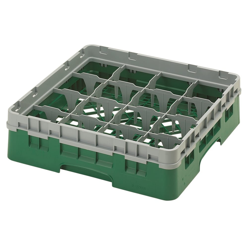 Cambro 16S318119 Camrack® Glass Rack w/ (16) Compartments - (1) Gray Extender, Sherwood Green