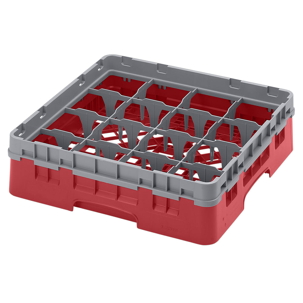 Cambro 16S318163 Camrack® Glass Rack w/ (16) Compartments - (1) Gray Extender, Red