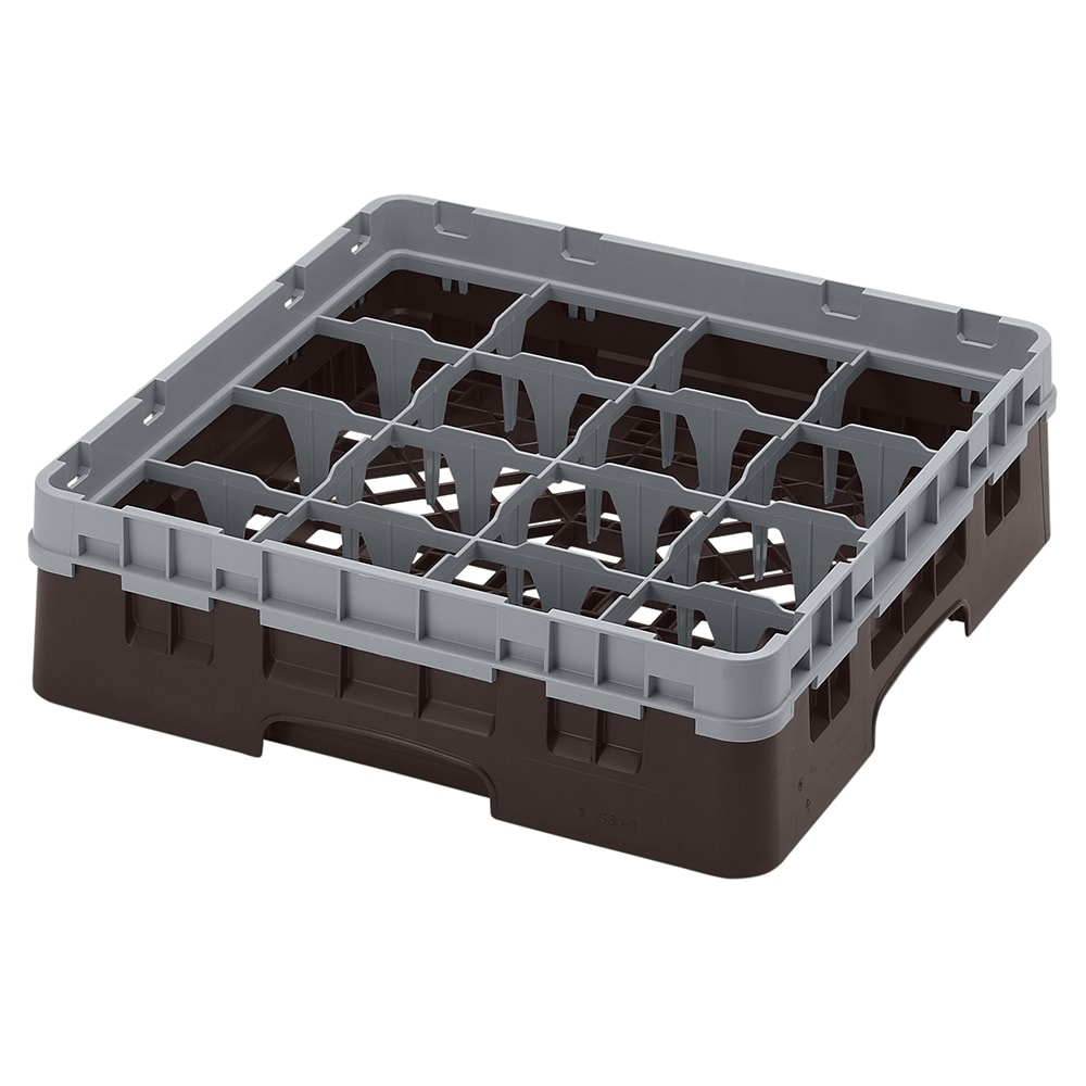Cambro 16S318167 Camrack® Glass Rack w/ (16) Compartments - (1) Gray Extender, Brown