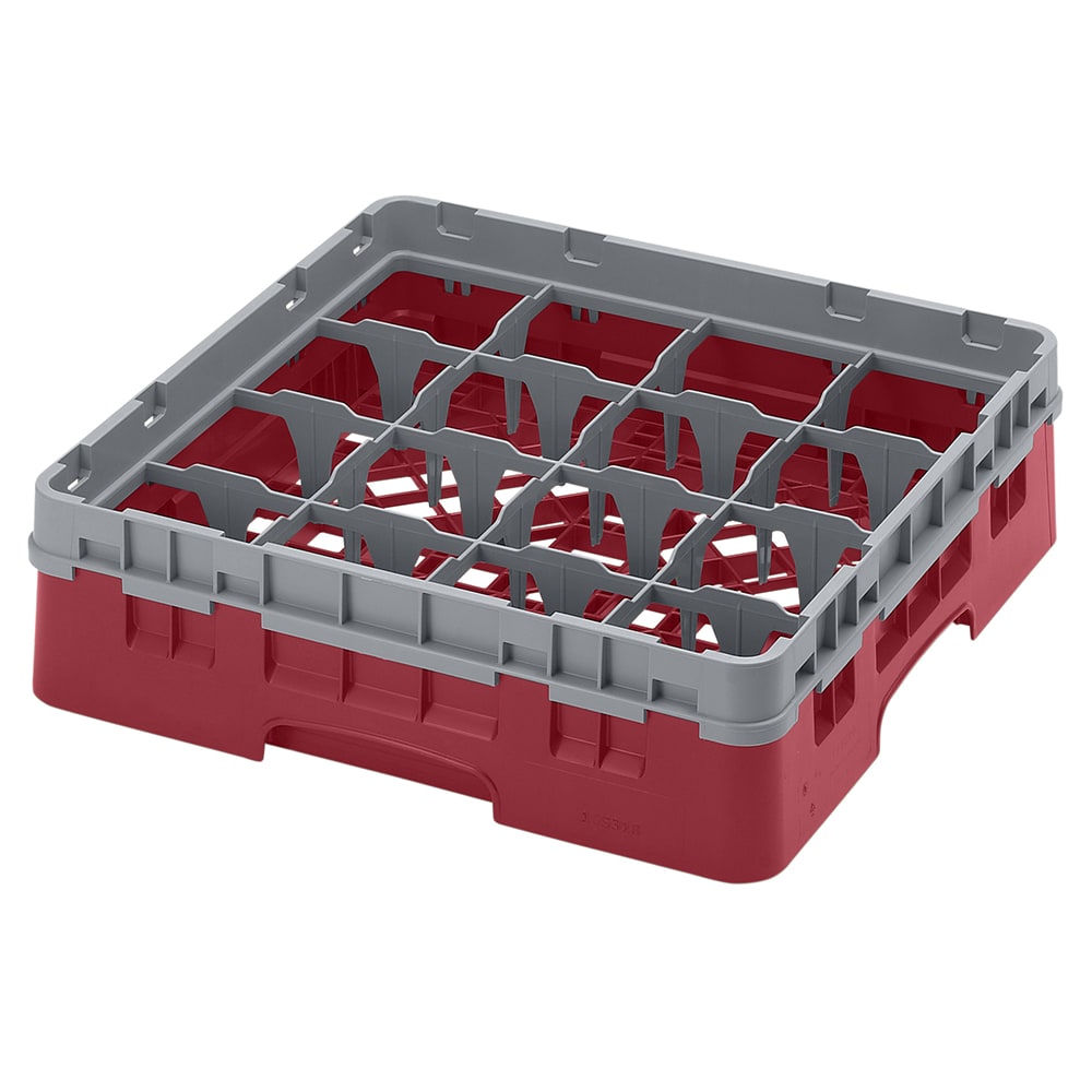 Cambro 16S318416 Camrack® Glass Rack w/ (16) Compartments - (1) Gray Extender, Cranberry